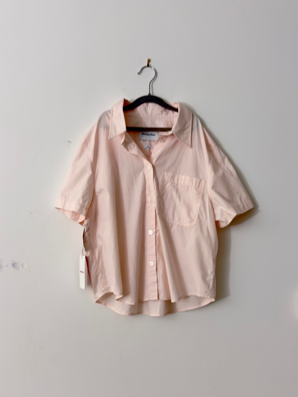 Aritzia 100% Cotton Light Pink Short-Sleeve Button-Down Shirt M NWT